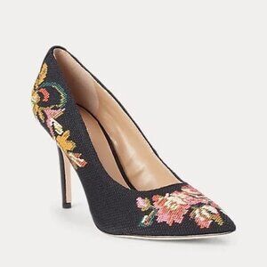 Ralph Lauren Lindella II Needlepoint & Suede Pump